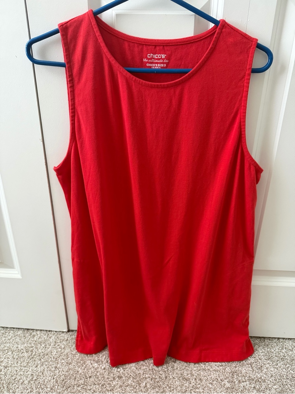 Chico's Travelers Ultimate Tee Red Sleeveless Scoop Neck Tank Top Size 3 XL